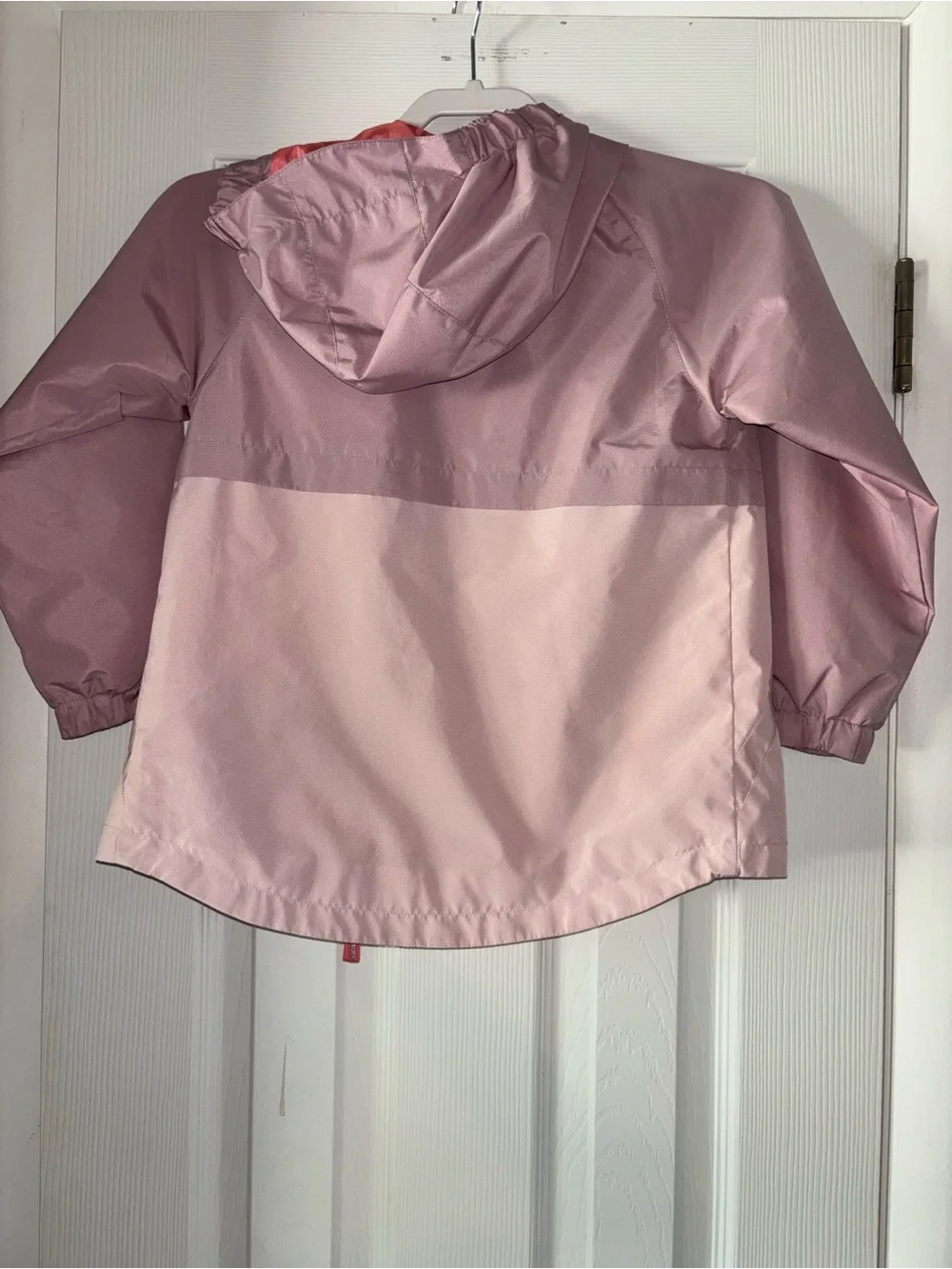 Eddie Bauer Girls Pink Two-Tone Hooded Raincoat